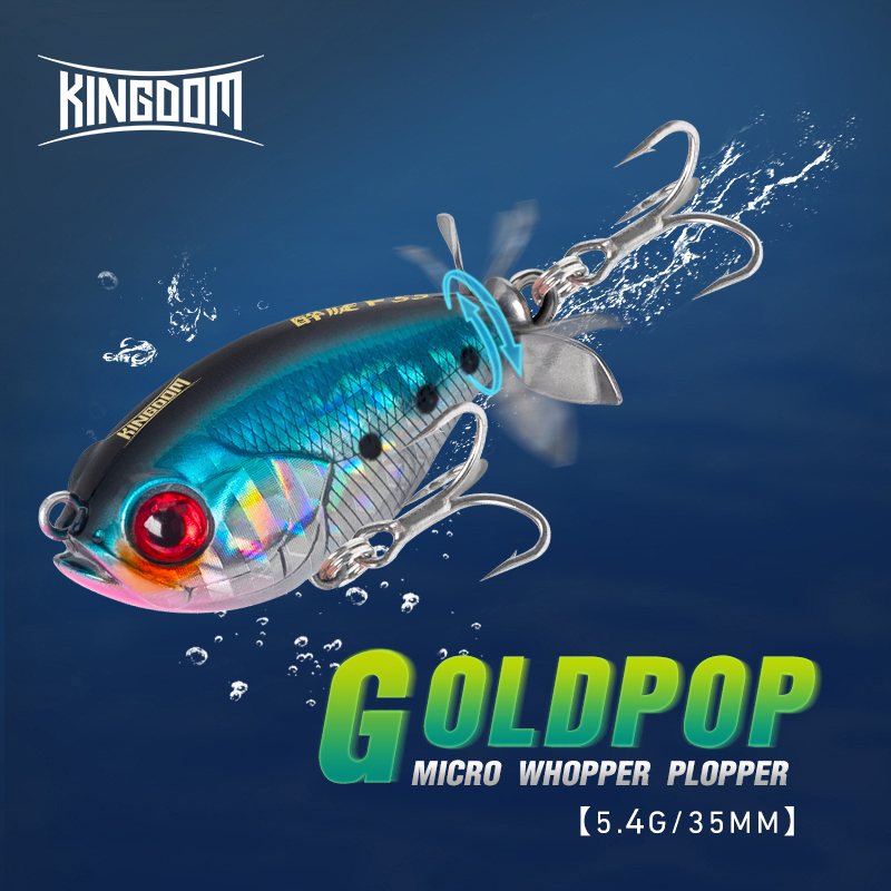 Fishing Lure Popper - キングダムポッパールアー、プロペラ付き、マス、パイク、バス、フローティングペンシル用の硬い人工餌、35mm、5.4g