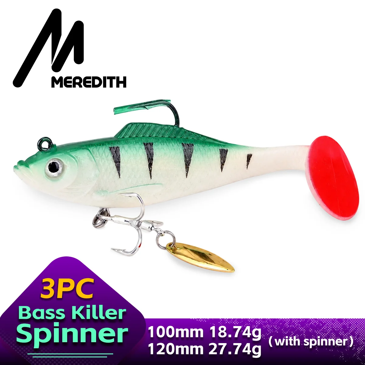 Fishing Lure Blade Bait - メレディス スピニングルアー 10cm 12cm メタルフック付き Tテール