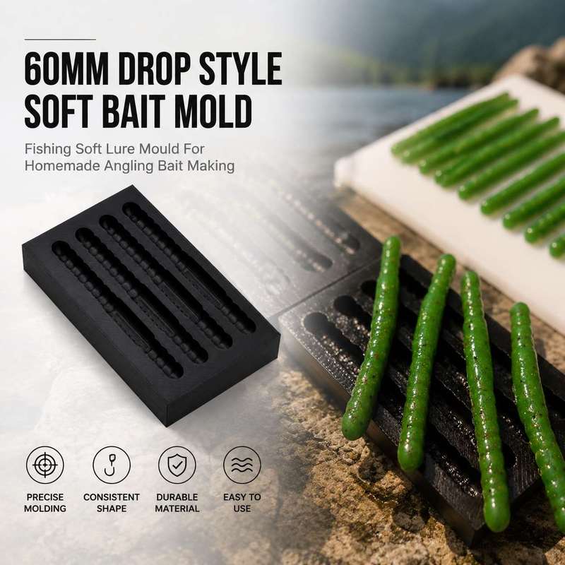 Fishing Lure Kit - ドロップ型ソフトフィッシングベイトモールド 60mm ルアーキャスティングモールド 手作り釣り用ソフトベイト