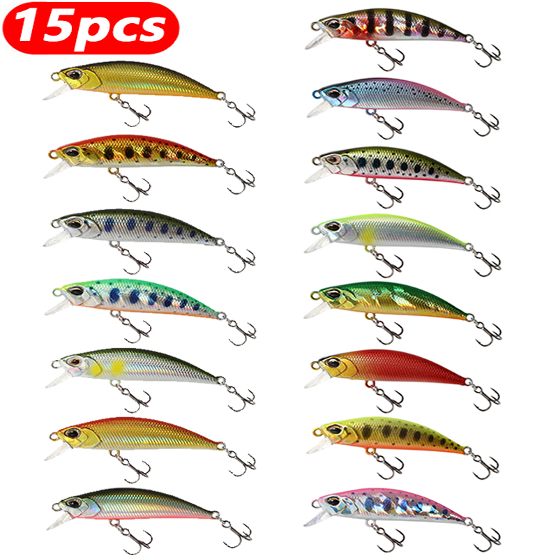 Fishing Lure Jerkbait - 15 個のシンキングミノー釣りルアー ジャークベイト バス パイク カークベイト