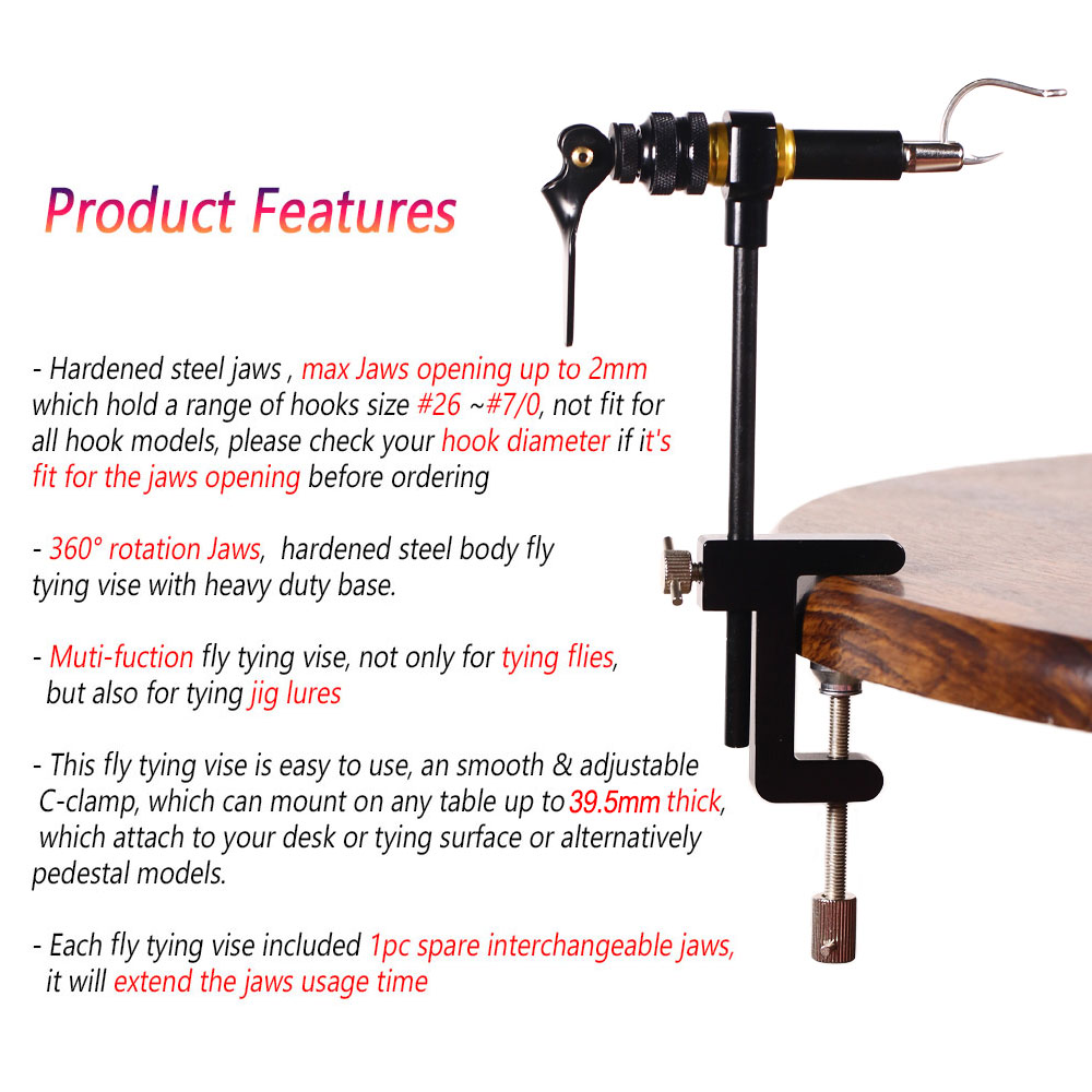 1PC 360 °   回転式Cクランプフライタイイングバイ - Fishing Lure Making Kit のレビューと価格