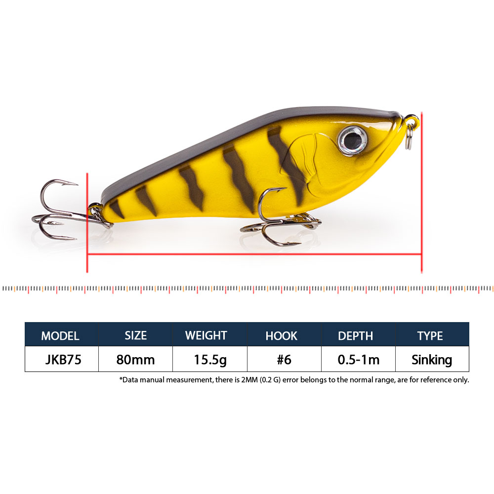 80mm/15.5g マスキー ジャークベイト パイク釣り用 - Fishing Lure Jerkbait のレビューと価格