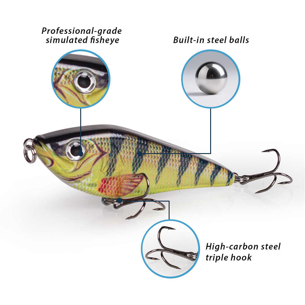80mm/15.5g マスキー ジャークベイト パイク釣り用 - Fishing Lure Jerkbait のレビューと価格